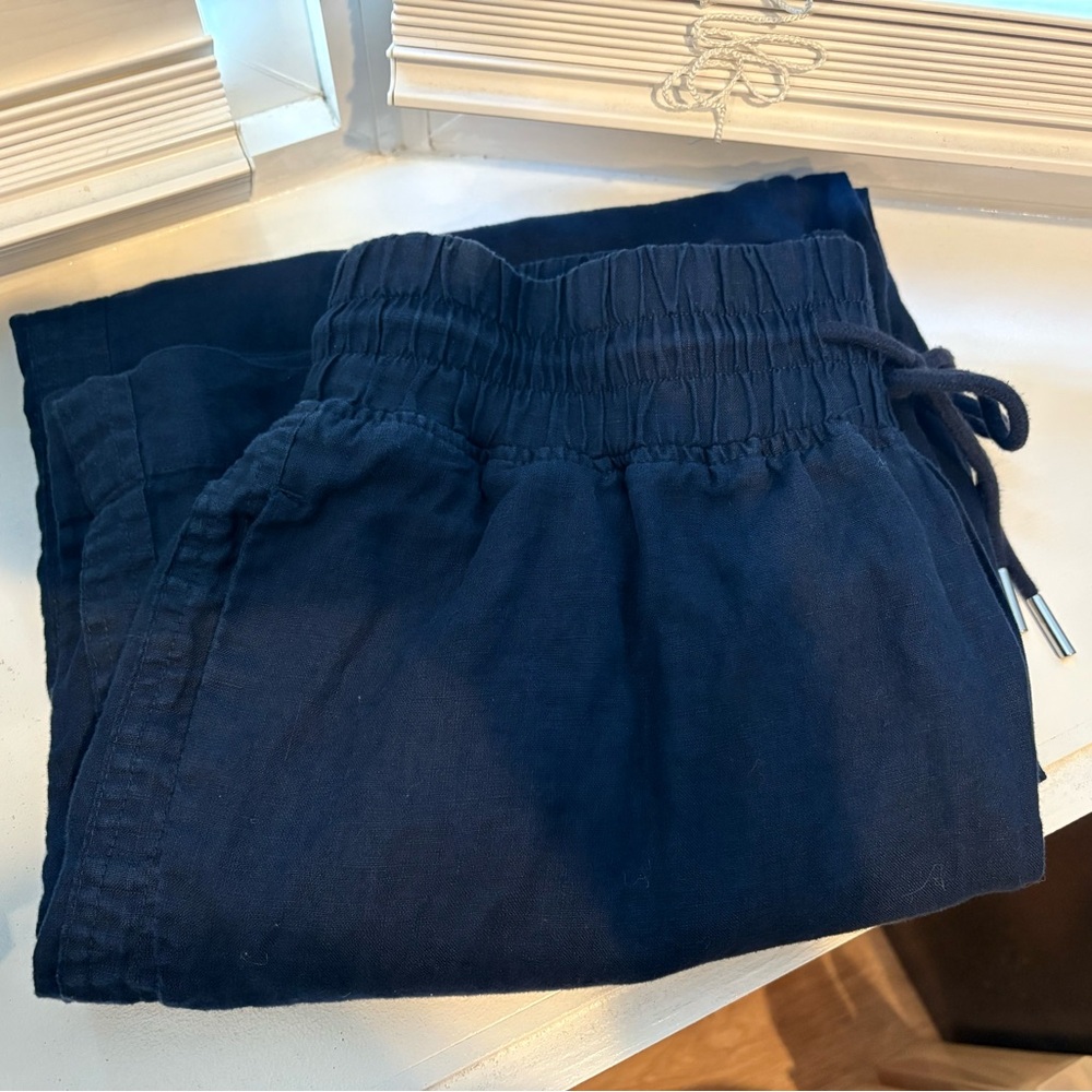 Quince Dark Blue Linen Pants